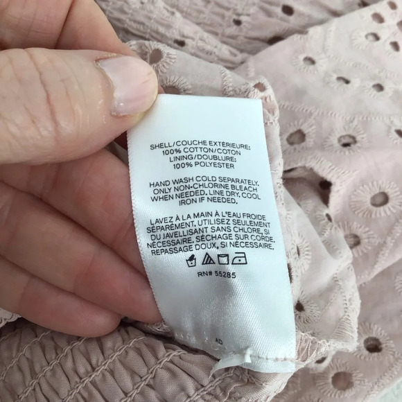 Express Women’s Smocked Eyelet Bell Sleeve Cropped Blouse Spring NWT Size M - Picture 8 of 8